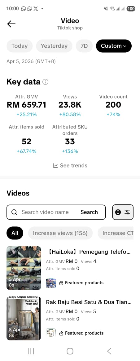 Screenshot akaun TikTok user AffiliateBot dengan video auto post 1