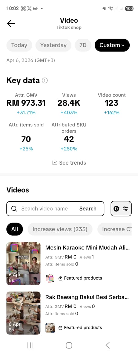Screenshot akaun TikTok user AffiliateBot dengan video auto post 2