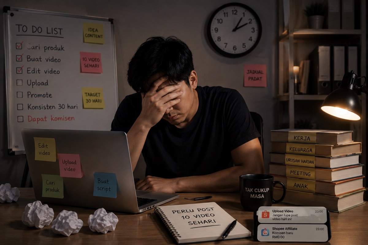 Affiliate stress tak sempat post video