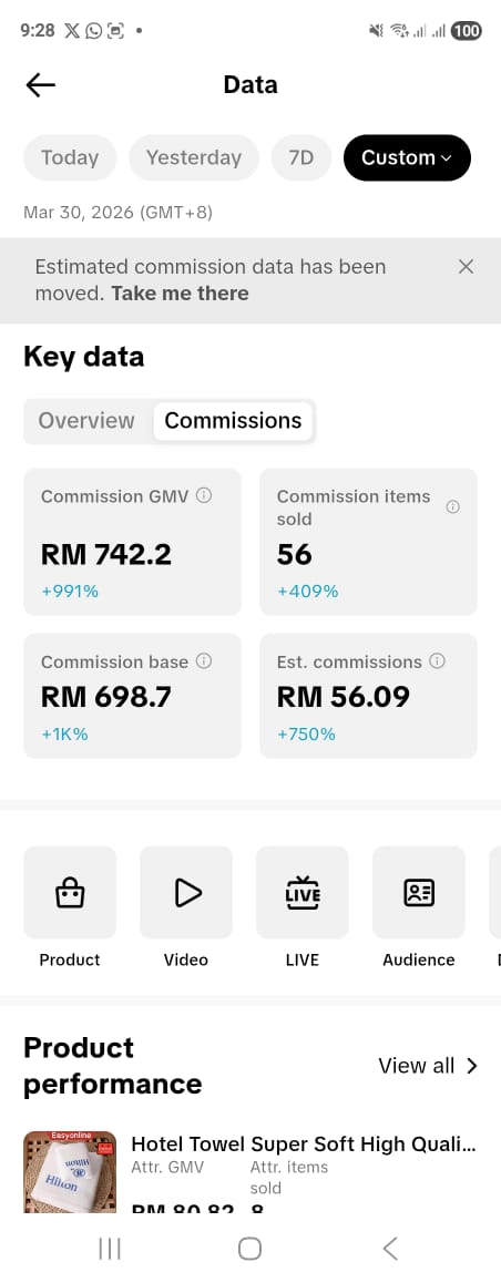 Screenshot komisen TikTok affiliate @kilang_perfume — Day 2