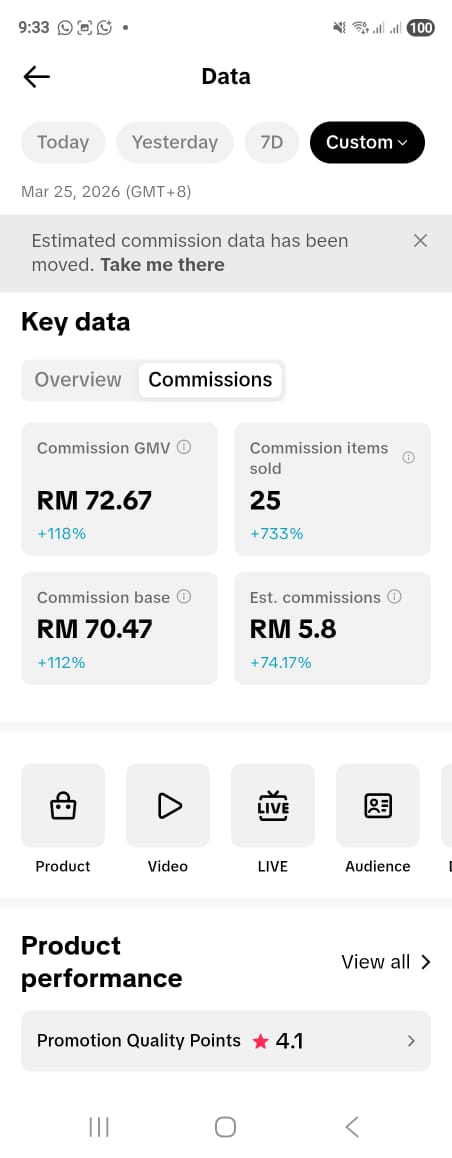 Screenshot komisen TikTok affiliate @sifuwannaffiliate — Day 2