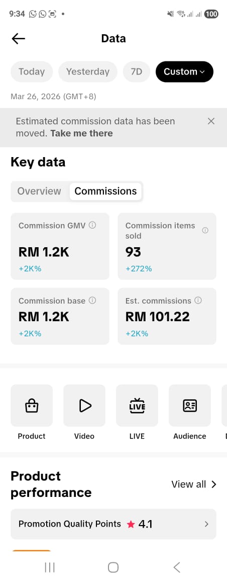 Screenshot komisen TikTok affiliate @sifuwannaffiliate — Day 3